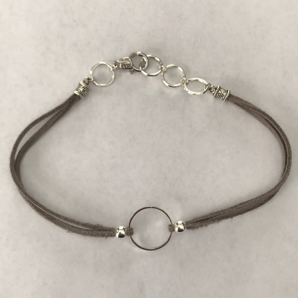 Adorable silver and leather choker